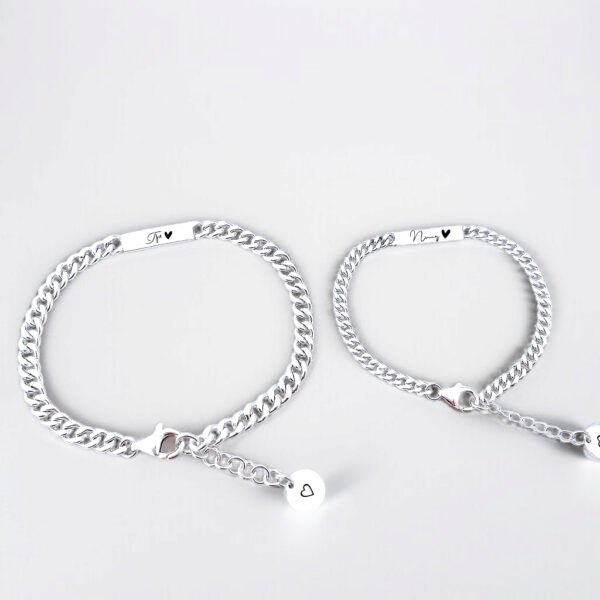 Vòng tay cặp đôi bạc ta lắc tay quà tặng Valentine dây xích dày cá tính khắc tên